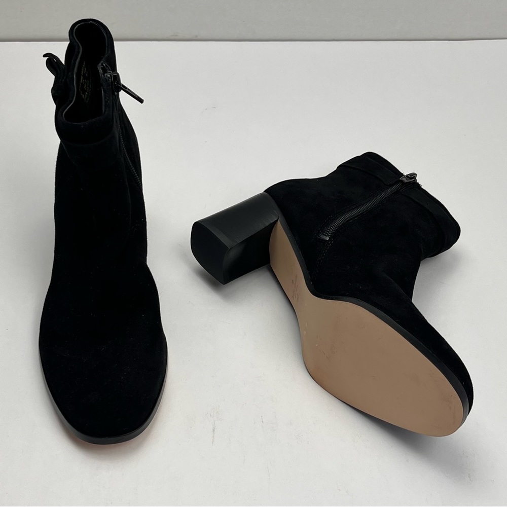 Kate Spade Madelaine Womens Size 6B 6 Black Leather Suede Heeled Bootie Strap
